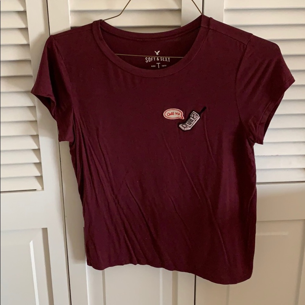 Crimson retro phone Tee